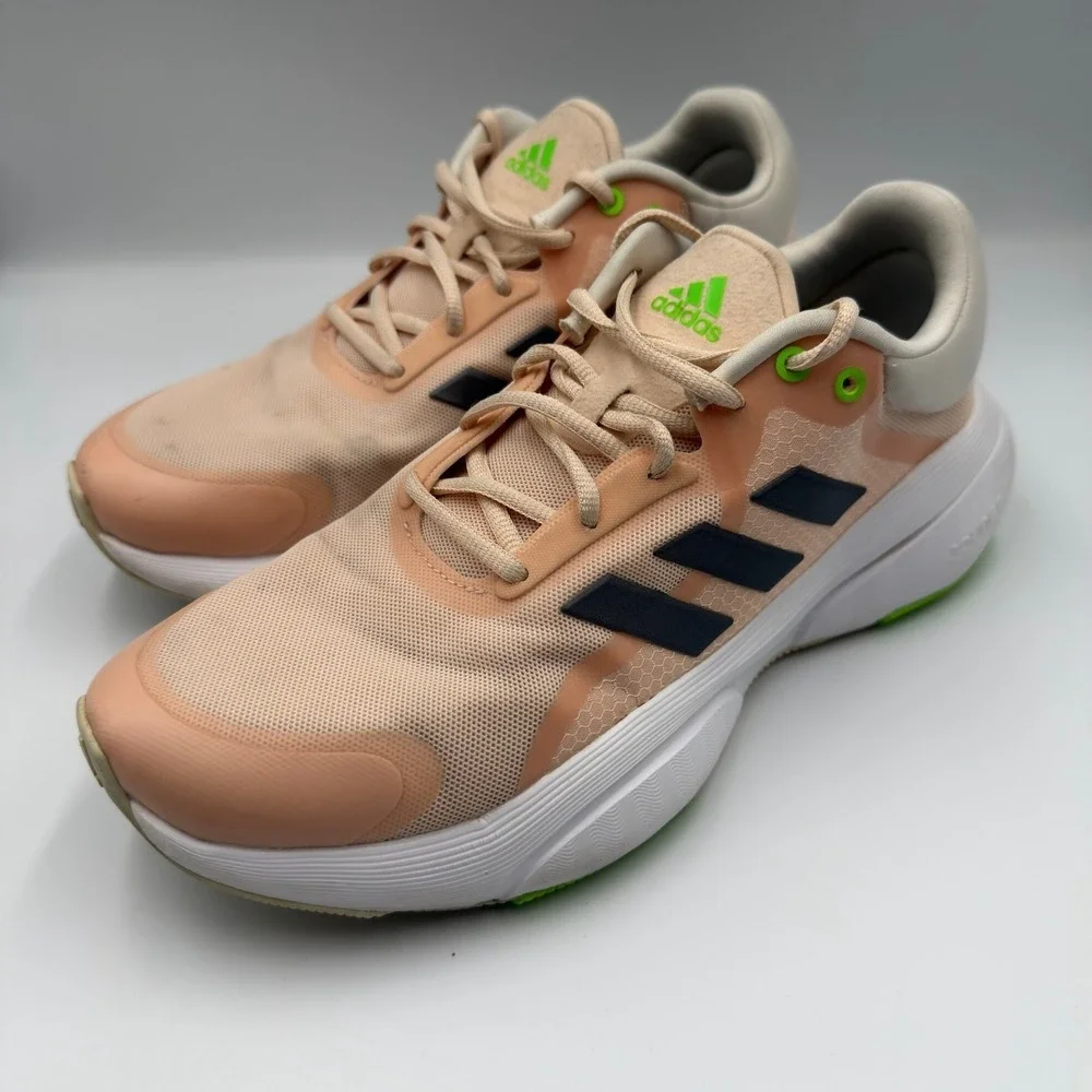 Adidas Bounce GX2006 Peach Pink Neon Green Running Shoes Womens Size 9